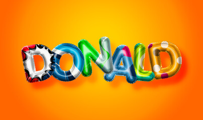 Donald male name, colorful letter balloons background