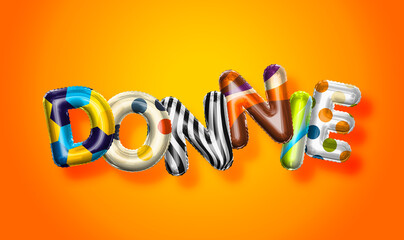 Donnie male name, colorful letter balloons background