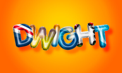 Dwight male name, colorful letter balloons background