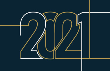 Happy New Year elegant design of 2021 logo numbers. Simple style lines happy new year 2021 vector image