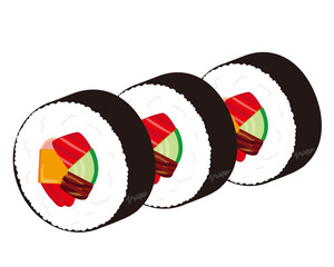 イクラと雲丹とネギトロの軍艦巻きのベクターイラスト 握り寿司 Egg Wall Mural E Nisi