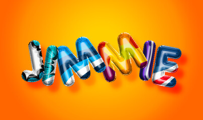 Jimmie male name, colorful letter balloons background