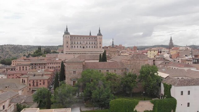 Aerial view to Toledo Cathedral and the city, Toledo, Spain