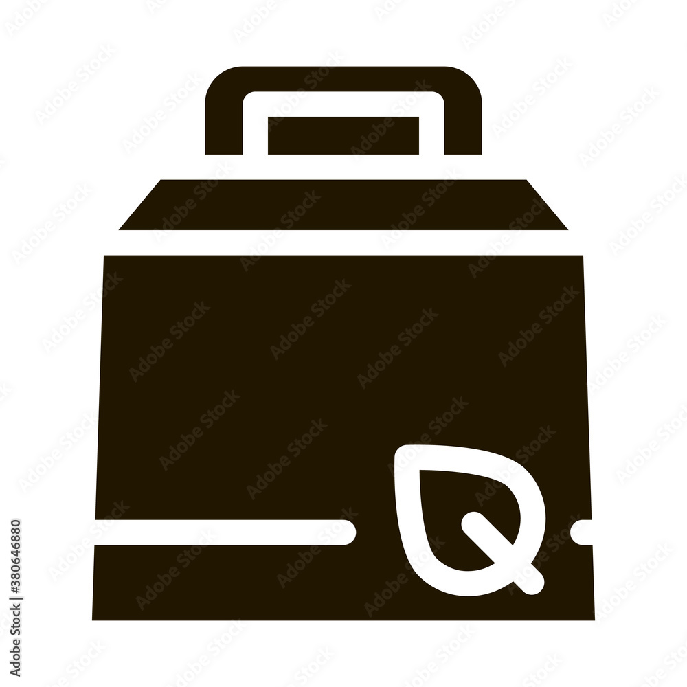 Canvas Prints Carton Package With Handle And Plant Leaf glyph icon . Open And Closed Packaging Pictogram. Parcel, Box Shipping Equipment Black And White Contour Illustration