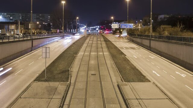 Timelapse of busy underpass in Vienna, Austria