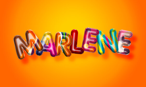 Marlene female name, colorful letter balloons background