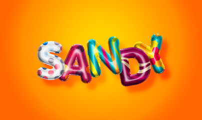 Sandy female name, colorful letter balloons background