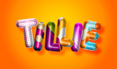 Tillie female name, colorful letter balloons background