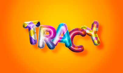 Tracy female name, colorful letter balloons background