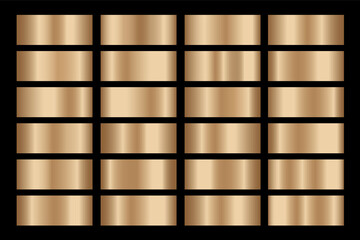 Gold gradient set background vector icon texture metallic illustration for frame, ribbon, banner, coin and label.
