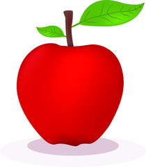 Red Apply with Leaf, clipart vector illustration