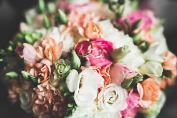 Wonderful luxury wedding bouquet of different flowers