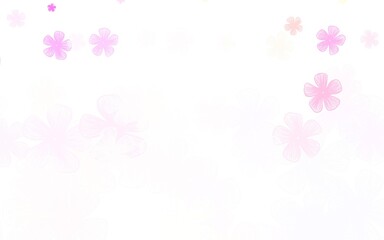 Fototapeta na wymiar Light Pink, Yellow vector doodle backdrop with flowers.