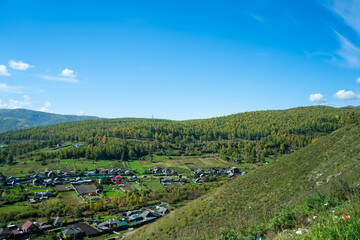 Naklejka premium Panorama of the village of Kultuk in the Irkutsk region