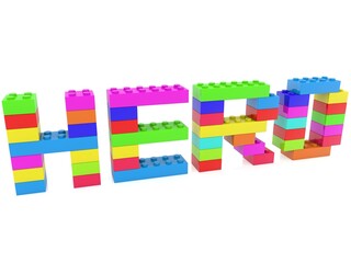 HERO concept from colored toy bricks to white