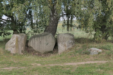 Großsteingräber bei Lancken-Granitz, Insel Rügen, Norddeutschland. Jungsteinzeit