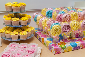 catering sweet table marshmallow and candy