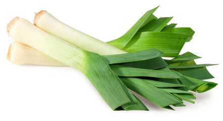 leek isolated on white background. with clipping path. full depth of field