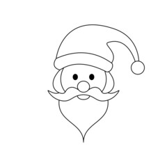 Santa head. Christmas theme. Black and white. Vector illustration.