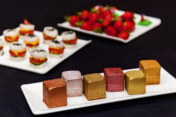 Catering, assorted snacks on plates