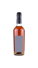 front view wine bottle isolated white background