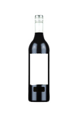 front view wine bottle isolated white background