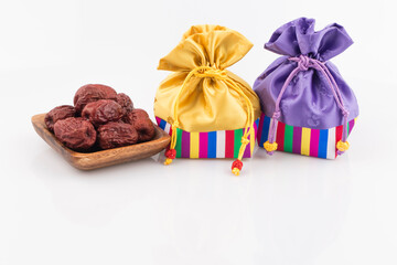 Korean traditional lucky bag and the background.