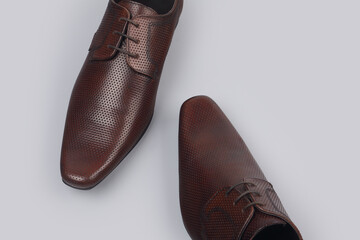 Men's formal leather Shoes isolated on grey	