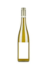front view wine bottle isolated white background