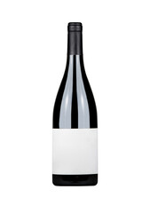 front view wine bottle isolated white background