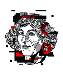 Crazy red style. Nicolaus Copernicus. 