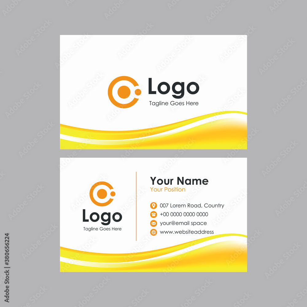 Poster abstract smooth blurry business card with yellow wavy mesh gradient design, professional stylish nam