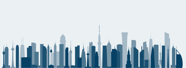 Abstract futuristic city sky with modern buildings vector wallpaper background. Vector illustration EPS 10.	
