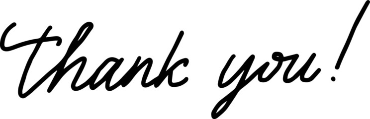Thank You calligraphy handwritten phrase black isolated lettering