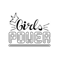 Girls power vector text. Woman slogan. Hand drawn lettering.