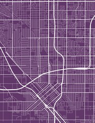 Detailed map of Fresno city, linear print map. Cityscape panorama.