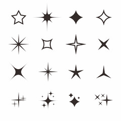 Set of Simple Assorted Star Shape Design, Collection of Flat Star Silhouette Template Vector