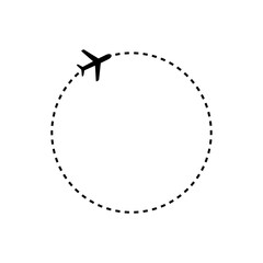 Plane icon. Airplane flying around the world vector illustration isolated on white background