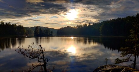 sunset over the lake