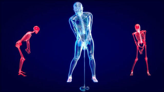 3D Golf player hitting the ball