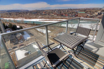 Outdoor home patio view from downtown Calgary Alberta Canada