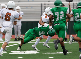 Football players making exciting plays during a game