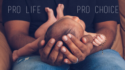 images that are for pro life and pro choice adoption and life begins at conception stock photo 