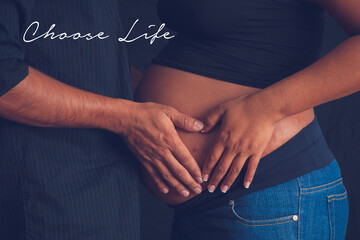 images that are for pro life and pro choice adoption and life begins at conception stock photo...