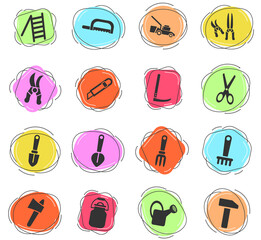 garden tools icon set