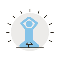 human figure silhouette in lotus position line and fill style icon