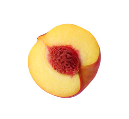 Half of ripe peach isolated on white