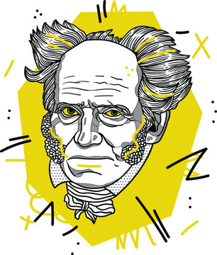 Creative geometric yellow style. Arthur Schopenhauer.