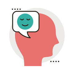 head human profile with happy face in speech bubble line and fill style icon