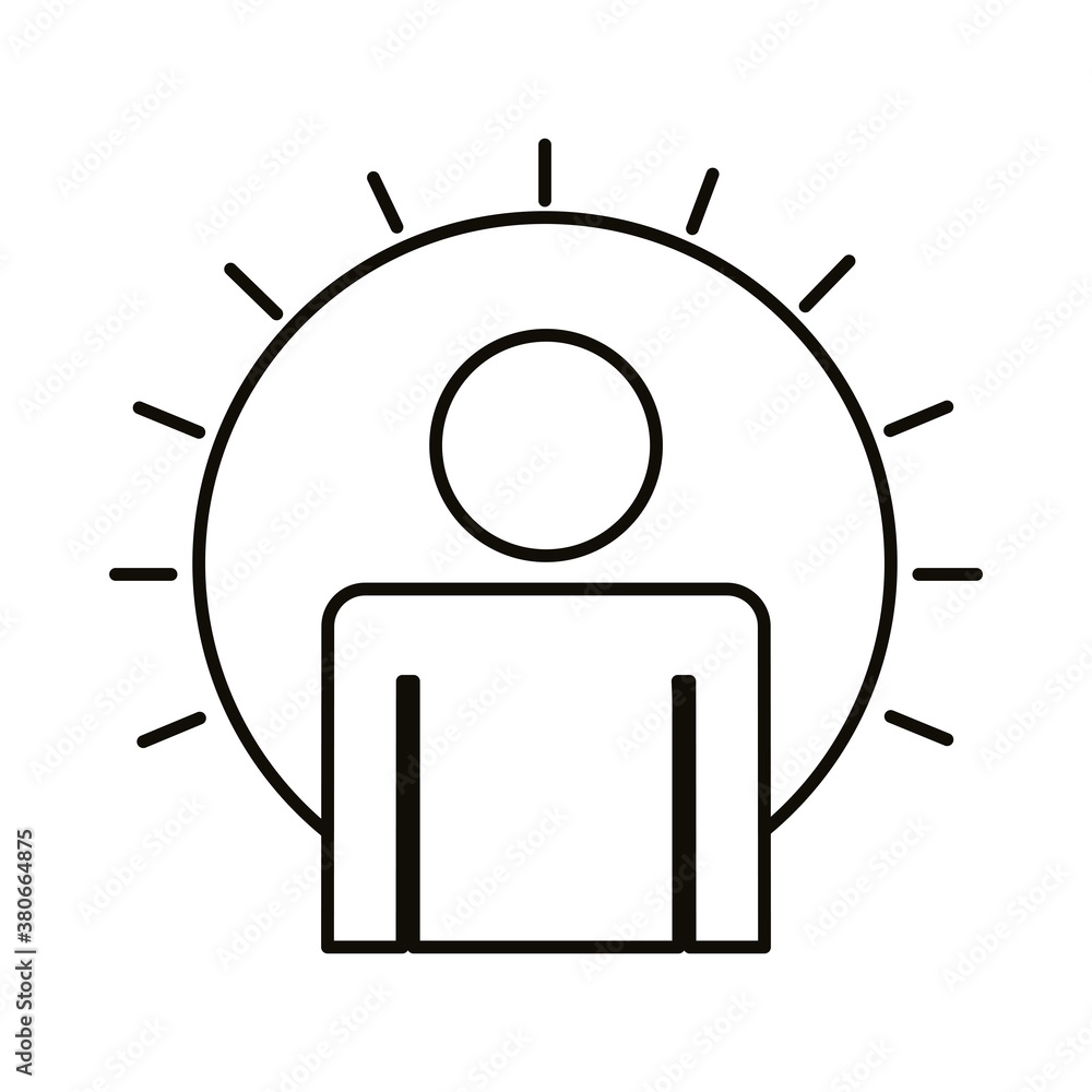 Poster human figure silhouette with sun line style icon